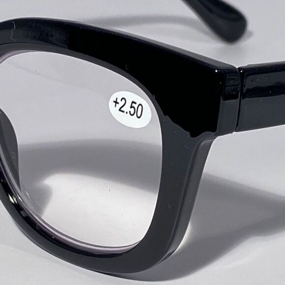 0555 Mona Reading Glasses Black Oversize 2.50 Readers Eyeglasses NWT - Picture 7 of 8